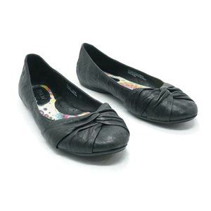 Born Womens Lilly Flats Shoes Black Twisted Leather Slip On Size 7M